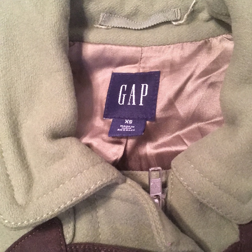 GAP green wool pea coat XS - Picture 2 of 4